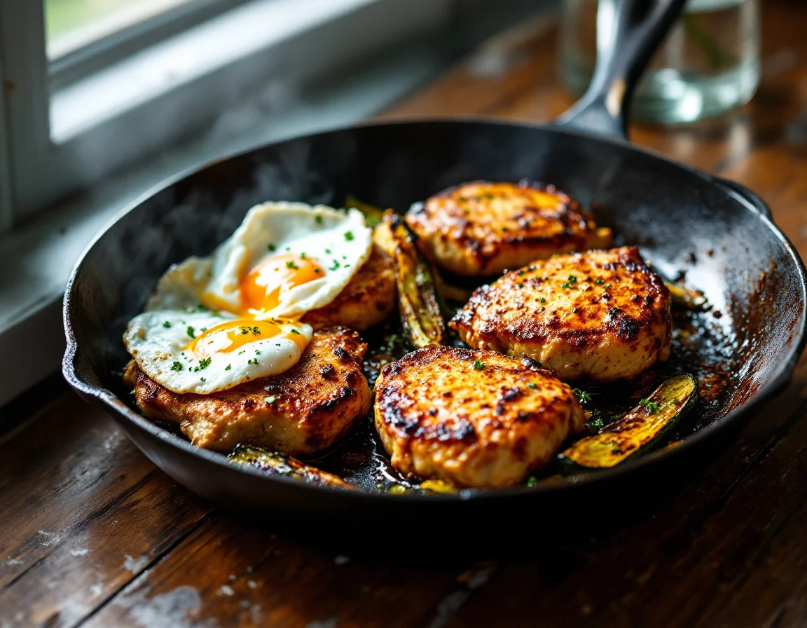 Cuban-Spiced Pollo a la Plancha with Charred Zucchini and Fried Egg