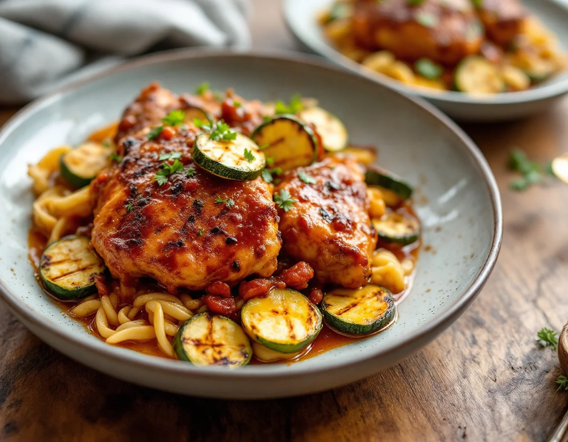 Sofrito-Braised Chicken Thighs with Charred Zucchini